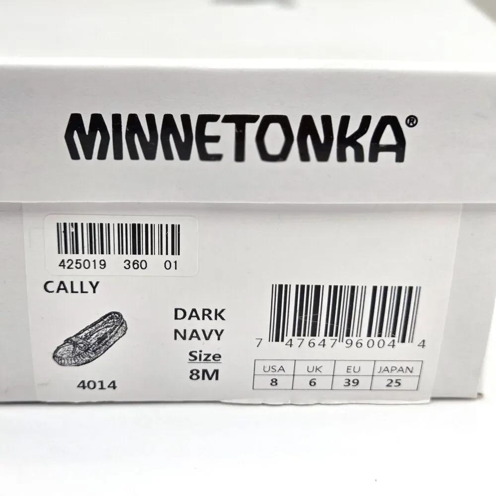 Minnetonka Cally Moccasin Slippers Women’s Size 8 Dark Navy Suede 4014 NIB